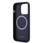 Apple iPhone 15 Pro Kılıf Lacoste Orjinal Lisanslı M-safe Şarj Özellikli PU Deri Görünümlü Karışık Monogram Desenli Kapak
