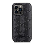 Apple iPhone 15 Pro Kılıf Lacoste Orjinal Lisanslı M-safe Şarj Özellikli PU Deri Görünümlü Karışık Monogram Desenli Kapak