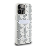 Apple iPhone 15 Pro Kılıf Lacoste Orjinal Lisanslı M-safe Şarj Özellikli PU Deri Görünümlü Kartlıklı Karışık Monogram Desenli Kapak