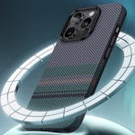 Apple iPhone 15 Pro Kılıf M-safe Şarj Özellikli Karbon Fiber Tasarımlı Benks Aurora ArmorPro Kevlar Kapak