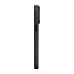 Apple iPhone 15 Pro Kılıf M-safe Şarj Özellikli 1500D Aramid Fiber Pitaka Military-Grade Classic Serisi Black-Grey Twill Kapak