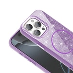 Apple iPhone 15 Pro Kılıf M-safe Şarj Özellikli Parlayan Simli Zore Okso Kapak