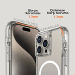 Apple iPhone 15 Pro Kılıf M-safe Şarj Özellikli Airbagli Şeffaf Zore İncek Kapak