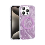 Apple iPhone 15 Pro Kılıf M-safe Şarj Özellikli Fırça Boya Desenli Zore Palet Kapak