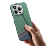 Apple iPhone 15 Pro Kılıf M-safe Şarj Özellikli Karbon Fiber Tasarımlı Benks Passion Green ArmorAir Kevlar Kapak