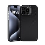 Apple iPhone 15 Pro Kılıf M-safe Şarj Özellikli 600D Zore Krek Karbon Standlı Kapak