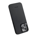Apple iPhone 15 Pro Kılıf M-safe Şarj Özellikli 1500D Aramid Fiber Pitaka Military-Grade Classic Serisi Black-Grey Twill Kapak