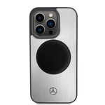 Apple iPhone 15 Pro Kılıf Mercedes Benz Orjinal Lisanslı M-safe Şarj Özellikli Alüminyum Arka Yüzey Metal Yıldız Logolu Kapak