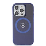 Apple iPhone 15 Pro Kılıf Mercedes Benz Orjinal Lisanslı M-safe Şarj Özellikli Çift Katmanlı Mavi Yıldız Desenli Kapak