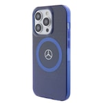 Apple iPhone 15 Pro Kılıf Mercedes Benz Orjinal Lisanslı M-safe Şarj Özellikli Çift Katmanlı Mavi Yıldız Desenli Kapak