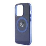 Apple iPhone 15 Pro Kılıf Mercedes Benz Orjinal Lisanslı M-safe Şarj Özellikli Çift Katmanlı Mavi Yıldız Desenli Kapak