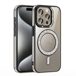 Apple iPhone 15 Pro Kılıf Pırlanta Taş Tasarımlı M-safe Şarj Özellikli Zore Karetta Silikon Kapak