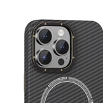 Apple iPhone 15 Pro Kılıf Recci Machinist Serisi M-safe Şarj Özellikli Magnetik Karbon Kapak