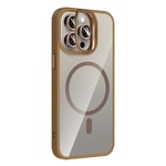 Apple iPhone 15 Pro Kılıf Standlı ve Kamera Lens Hediyeli M-Safe Şarj Özellikli Zore Etro Kapak