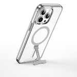 Apple iPhone 15 Pro Kılıf Wiwu FYY-014 M-safe Şarj Özellikli Alüminyum Alaşım Metal Standlı Şeffaf Kapak