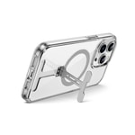 Apple iPhone 15 Pro Kılıf Wiwu FYY-014 M-safe Şarj Özellikli Alüminyum Alaşım Metal Standlı Şeffaf Kapak