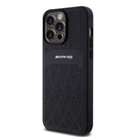 Apple iPhone 15 Pro Max Kılıf AMG Orjinal Lisanslı M-safe Şarj Özellikli Delikli Deri Kıvrımlı Çizgili Kapak