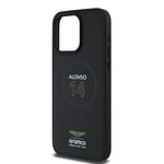 Apple iPhone 15 Pro Max Kılıf Aston Martin Orjinal Lisanslı M-safe Şarj Özellikli PU Deri Alonso 14 Baskılı Kapak