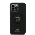 Apple iPhone 15 Pro Max Kılıf Aston Martin Orjinal Lisanslı M-safe Şarj Özellikli PU Deri Alonso 14 Baskılı Kapak