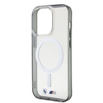 Apple iPhone 15 Pro Max Kılıf BMW M-safe Şarj Özellikli Transparan Silver Ring Orjinal Lisanslı Kapak