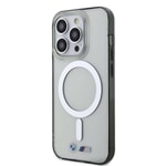 Apple iPhone 15 Pro Max Kılıf BMW M-safe Şarj Özellikli Transparan Silver Ring Orjinal Lisanslı Kapak