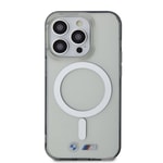 Apple iPhone 15 Pro Max Kılıf BMW M-safe Şarj Özellikli Transparan Silver Ring Orjinal Lisanslı Kapak