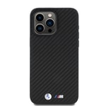 Apple iPhone 15 Pro Max Kılıf BMW Orjinal Lisanslı Karbon Fiber Tasarımlı ve Metal Logolu PU Deri Kapak