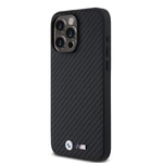 Apple iPhone 15 Pro Max Kılıf BMW Orjinal Lisanslı Karbon Fiber Tasarımlı ve Metal Logolu PU Deri Kapak