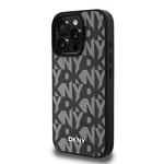 Apple iPhone 15 Pro Max Kılıf DKNY Orjinal Lisanslı M-safe Şarj Özellikli 3D Yazılı Grid Pattern Kapak