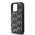 Apple iPhone 15 Pro Max Kılıf DKNY Orjinal Lisanslı M-safe Şarj Özellikli 3D Yazılı Grid Pattern Kapak