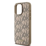 Apple iPhone 15 Pro Max Kılıf DKNY Orjinal Lisanslı M-safe Şarj Özellikli 3D Yazılı Grid Pattern Kapak