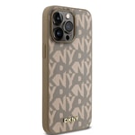 Apple iPhone 15 Pro Max Kılıf DKNY Orjinal Lisanslı M-safe Şarj Özellikli 3D Yazılı Grid Pattern Kapak