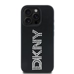 Apple iPhone 15 Pro Max Kılıf DKNY Orjinal Lisanslı Taşlı DKNY Yazılı Metalik Rhinestones PU Deri Kapak
