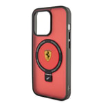 Apple iPhone 15 Pro Max Kılıf Ferrari M-safe Şarj Özellikli Standlı Buzlu Yüzey Dizayn Kapak