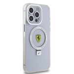 Apple iPhone 15 Pro Max Kılıf Ferrari M-safe Şarj Özellikli Standlı Buzlu Yüzey Dizayn Kapak