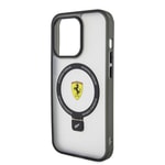 Apple iPhone 15 Pro Max Kılıf Ferrari M-safe Şarj Özellikli Standlı Buzlu Yüzey Dizayn Kapak