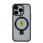 Apple iPhone 15 Pro Max Kılıf Ferrari M-safe Şarj Özellikli Standlı Buzlu Yüzey Dizayn Kapak