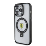 Apple iPhone 15 Pro Max Kılıf Ferrari M-safe Şarj Özellikli Standlı Buzlu Yüzey Dizayn Kapak