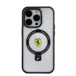 Apple iPhone 15 Pro Max Kılıf Ferrari M-safe Şarj Özellikli Standlı Buzlu Yüzey Dizayn Kapak