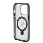 Apple iPhone 15 Pro Max Kılıf Ferrari M-safe Şarj Özellikli Standlı Buzlu Yüzey Dizayn Kapak
