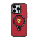Apple iPhone 15 Pro Max Kılıf Ferrari M-safe Şarj Özellikli Standlı Buzlu Yüzey Dizayn Kapak