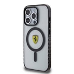Apple iPhone 15 Pro Max Kılıf Ferrari Orjinal Lisanslı M-safe Şarj Özellikli Tırtıklı Kenar Tasarımlı Ortalanmış Logo Kapak