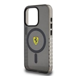 Apple iPhone 15 Pro Max Kılıf Ferrari Orjinal Lisanslı M-safe Şarj Özellikli Tırtıklı Kenar Tasarımlı Ortalanmış Logo Kapak