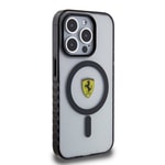 Apple iPhone 15 Pro Max Kılıf Ferrari Orjinal Lisanslı M-safe Şarj Özellikli Tırtıklı Kenar Tasarımlı Ortalanmış Logo Kapak
