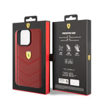 Apple iPhone 15 Pro Max Kılıf Ferrari Orjinal Lisanslı Deri Dikişli Arka Yüzey Metal Logo Tasarımlı Kapak