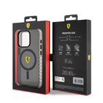 Apple iPhone 15 Pro Max Kılıf Ferrari Orjinal Lisanslı M-safe Şarj Özellikli Tırtıklı Kenar Tasarımlı Ortalanmış Logo Kapak