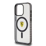 Apple iPhone 15 Pro Max Kılıf Ferrari Orjinal Lisanslı M-safe Şarj Özellikli Tırtıklı Kenar Tasarımlı Ortalanmış Logo Kapak