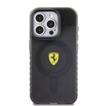 Apple iPhone 15 Pro Max Kılıf Ferrari Orjinal Lisanslı M-safe Şarj Özellikli Tırtıklı Kenar Tasarımlı Ortalanmış Logo Kapak