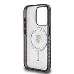 Apple iPhone 15 Pro Max Kılıf Ferrari Orjinal Lisanslı M-safe Şarj Özellikli Tırtıklı Kenar Tasarımlı Ortalanmış Logo Kapak