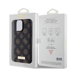 Apple iPhone 15 Pro Max Kılıf Guess M-safe Şarj Özellikli PU Deri Desenli Metal Plaka Logolu Kapak